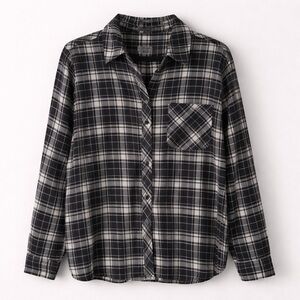 Eddie Bauer Classic Fit Black & White Plaid Flannel Shirt | Women’s L